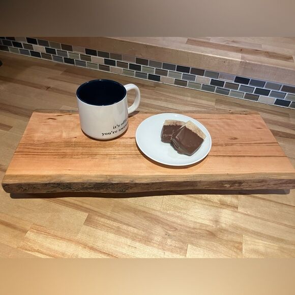 Tray/ charcuterie board combo, cherry wood, 8 1/2 x 21 x 2 1/2“ tall, live edge - Picture 4 of 5